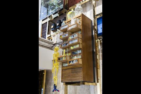 A skeleton in homage to inventor of the x-ray machine John Macintyre